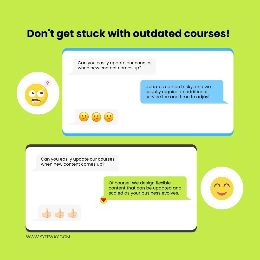 kyteway's tweet photo. 🚫 Don't get stuck with outdated courses!

Your business evolves, and so should your training. 

At Kyteway, we offer scalable, easy-to-update e-learning solutions to keep your team engaged and ahead. Ready to future-proof your training?

👉 Contact us: https://t.co/92q1bfwWI0 https://t.co/eXKAwq1weg