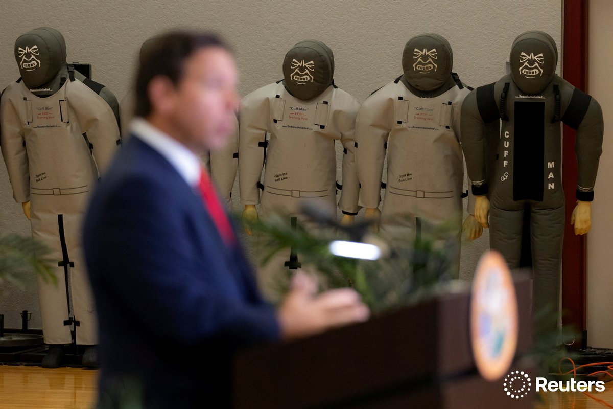 corinne_perkins (@corinne_perkins) on Twitter photo Training dummies are seen as Florida Governor Ron DeSantis speaks during a press conference announcing that Florida law enforcement will launch a criminal investigation of the apparent assassination attempt on former President Donald Trump, in West Palm Beach. Photo by <a href="/mabellog/">Marco Antonio Bello</a> Training dummies are seen as Florida Governor Ron DeSantis speaks during a press conference announcing that Florida law enforcement will launch a criminal investigation of the apparent assassination attempt on former President Donald Trump, in West Palm Beach. Photo by <a href="/mabellog/">Marco Antonio Bello</a>