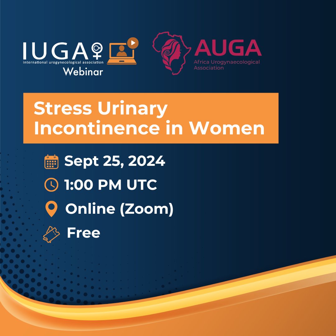 iugaoffice's tweet photo. 🚨 Register for the IUGA Webinar on Stress Urinary Incontinence in Women - Experiences from Africa! 🚨 Join us for a FREE webinar on September 25, 2024 at 1.00 PM UTC. ✨

🔗 REGISTER NOW: https://t.co/oehAcWkM0a

#urogynecology #womenshealth #gynecology #obgyn #pelvicfloor https://t.co/1Vh0Rt2hRn