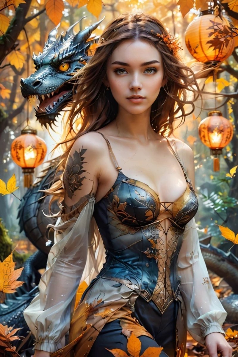 IrrealAI's tweet photo. @JullzAI and @Ryuk_Devi_Ai . Thanks for the invite and congratulations on your milestone achievements. Much love. 🧡
Just a girl and her dragon. #FallFairytalesAI 🐉🧡🤎💛 https://t.co/zzjatVAGa6