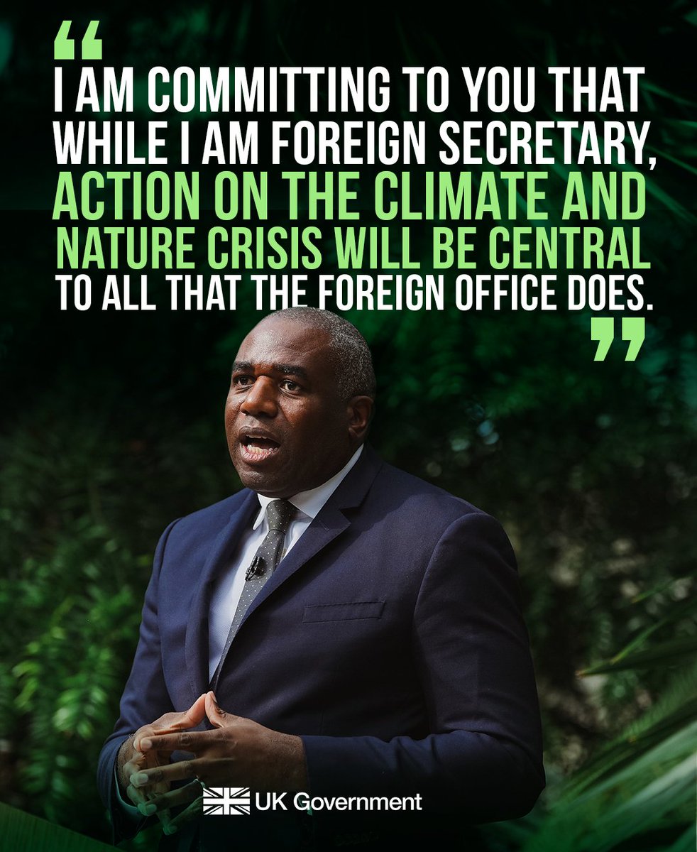 Foreign, Commonwealth & Development Office (@fcdogovuk) on Twitter photo Foreign Secretary <a href="/DavidLammy/">David Lammy</a> has put action on the climate and nature crisis at the heart of everything the Foreign, Commonwealth & Development Office does. Foreign Secretary <a href="/DavidLammy/">David Lammy</a> has put action on the climate and nature crisis at the heart of everything the Foreign, Commonwealth & Development Office does.