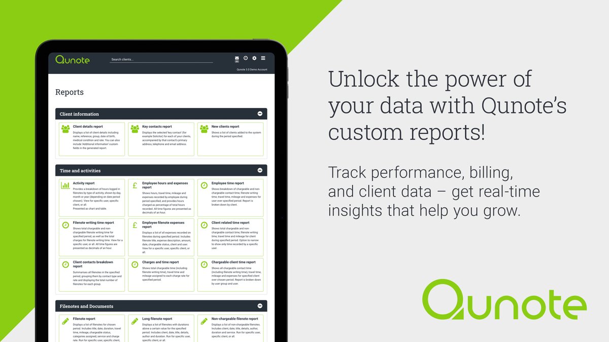 📊Unlock the power of your data with Qunote’s custom reports! Track performance, billing, and client data—get real-time insights that help you grow. 📈#DataDriven #ClientManagement