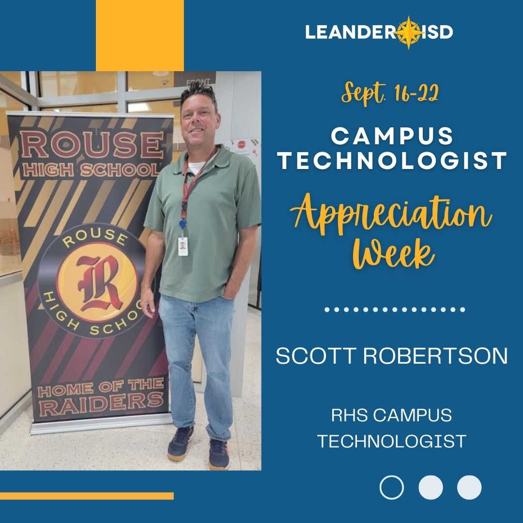 National IT Appreciation Week!  Let's show our appreciation for our campus tech, Scott Robertson, that helps us every day.  Scott plays a huge role in our campus technology issues for both students and staff and we are very grateful for his support.

Thanks for all you do!