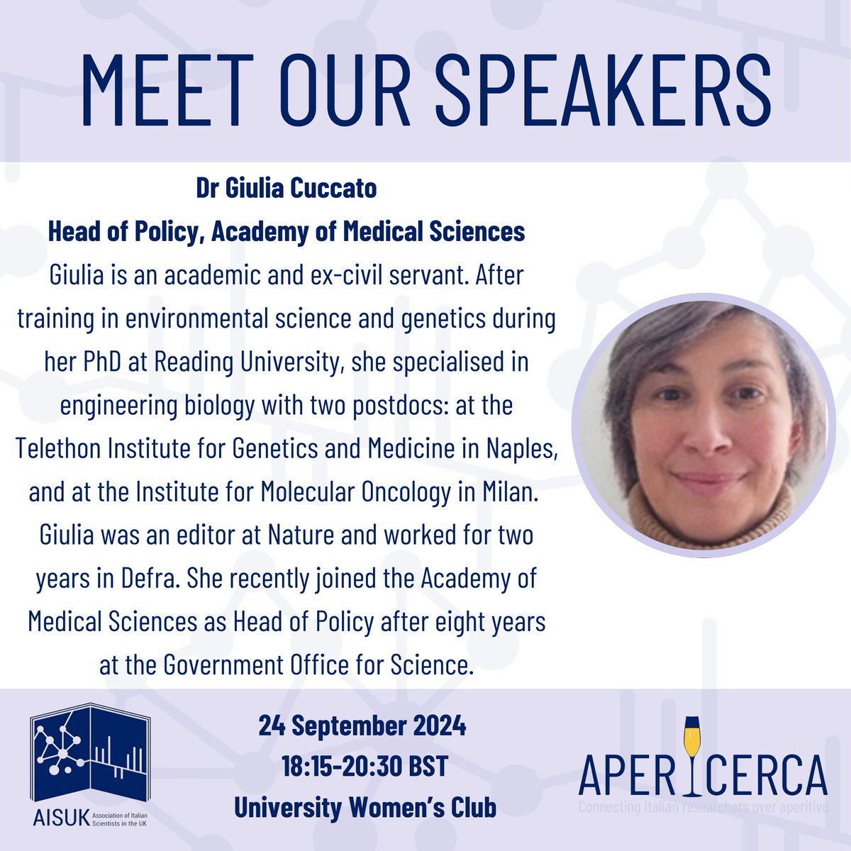 AISUK Association of Italian Scientists in the UK (@aisuk_info) on Twitter photo Only one week left to the first #APERicerca event for Italian #ECRs 🎉
Please email apericerca.aisuk@gmail.com if you can no longer attend, so we can allocate your free spot to someone on the waiting list! 🙏
Follow us on Instagram (aisuk.info) for more info!
(1/1) Only one week left to the first #APERicerca event for Italian #ECRs 🎉
Please email apericerca.aisuk@gmail.com if you can no longer attend, so we can allocate your free spot to someone on the waiting list! 🙏
Follow us on Instagram (aisuk.info) for more info!
(1/1)