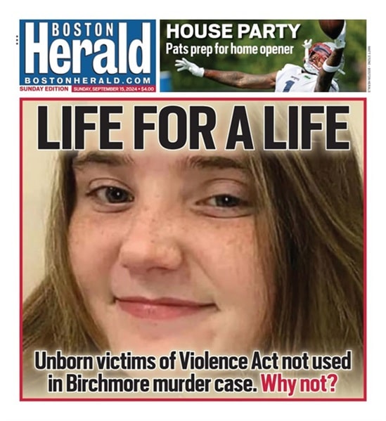 MassProLife's tweet photo. The @bostonherald highlights legal push for unborn victim charges in Sandra Birchmore’s case.

#Massachusetts attorney Tom Harvey stated, "There were two deaths here, and the perpetrator should be charged accordingly."

Read more here: https://t.co/PXTXO86mnF

#MaProLife #BabyBirchmore