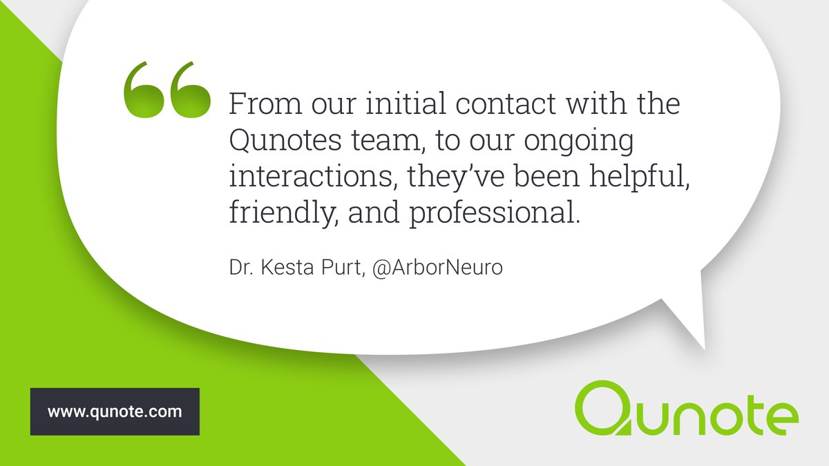 “From our initial contact with the Qunotes team, to our ongoing interactions, they’ve been helpful, friendly, and professional.” - Dr. Kesta Purt @ ArborNeuro 🌟#ClientTestimonial #Qunote