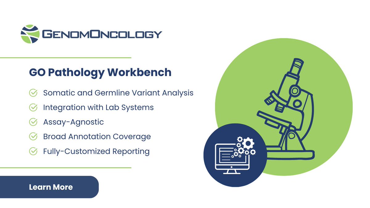 Revolutionize your pathology lab's workflow with GenomOncology's Pathology Workbench. Elevate efficiency, accuracy, and patient care.
 
Learn more here: genomoncology.com/pathology-work…

#Pathology #NGS #GenomicTesting #PatientCare