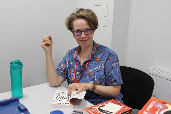 Today we had the pleasure welcoming the amazing <a href="/Louiestowell/">Louie Stowell UPDATES ONLY NOT REALLY HERE</a> , author of the brilliantly funny, Loki books all about the God of Mischief. Year 7 were engaged and captivated by their first author event of the academic year. Thank you to <a href="/WalkerBooksUK/">Walker Books</a> and @WstonesStaines