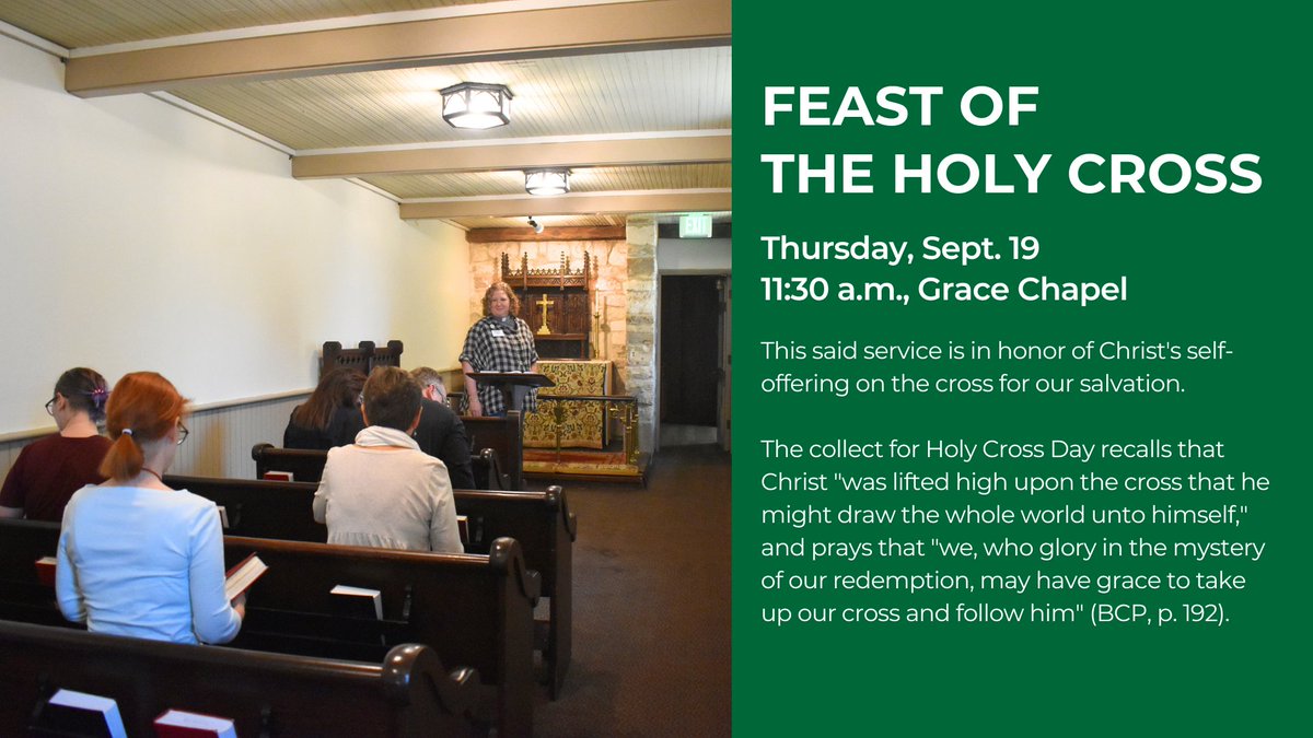Celebrate the Feast of the Holy Cross in Grace Chapel this Thursday, Sept. 19.

#FeastHolyCross
#DowntownAustin
@texasdiocese