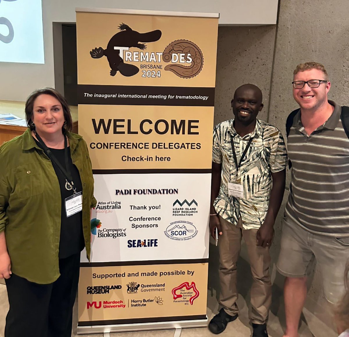 SARChIEco's tweet photo. #SARChILuusPowell in #Australia
Great to attend
Inaugural International #Trematodes conference
#Brisbane 𝟖-𝟏𝟑𝐭𝐡 𝐒𝐞𝐩𝐭 𝟐𝟎𝟐𝟒
During the years our lab has found many #Trematode species in various hosts #Limpopo #SouthAfrica
#SouthAfricaParasites #Parasites https://t.co/2CmhQKBKPm