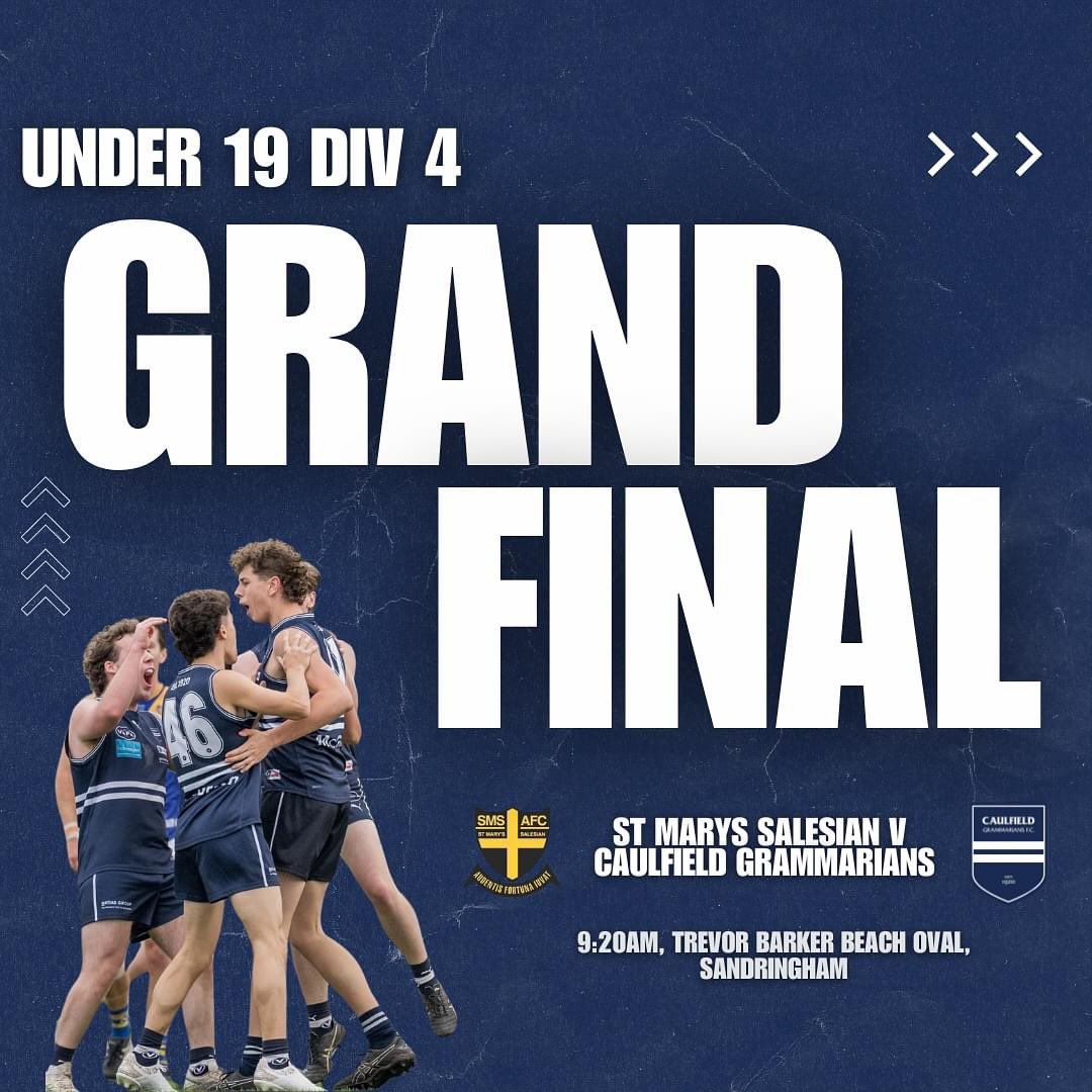 Got plans Saturday morning? Well now you do!! CGFC are incredibly proud and excited that our Under 19 Div 4 team are in the Grand Final this Saturday at 9.20am against St Mary’s Salesian at Trevor Barker Oval in Sandringham!💙🤍