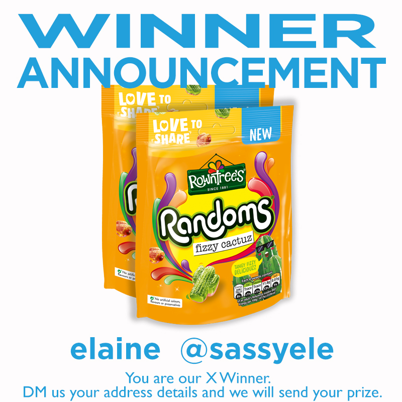 #WINNER ANNOUNCEMENT 📷📷📷
Congratulations elaine <a href="/sassyele/">elaine</a> 
You are our Rowntree's Randoms Competition #Winner
DM us your address 📷📷 and we will send your prize 📷