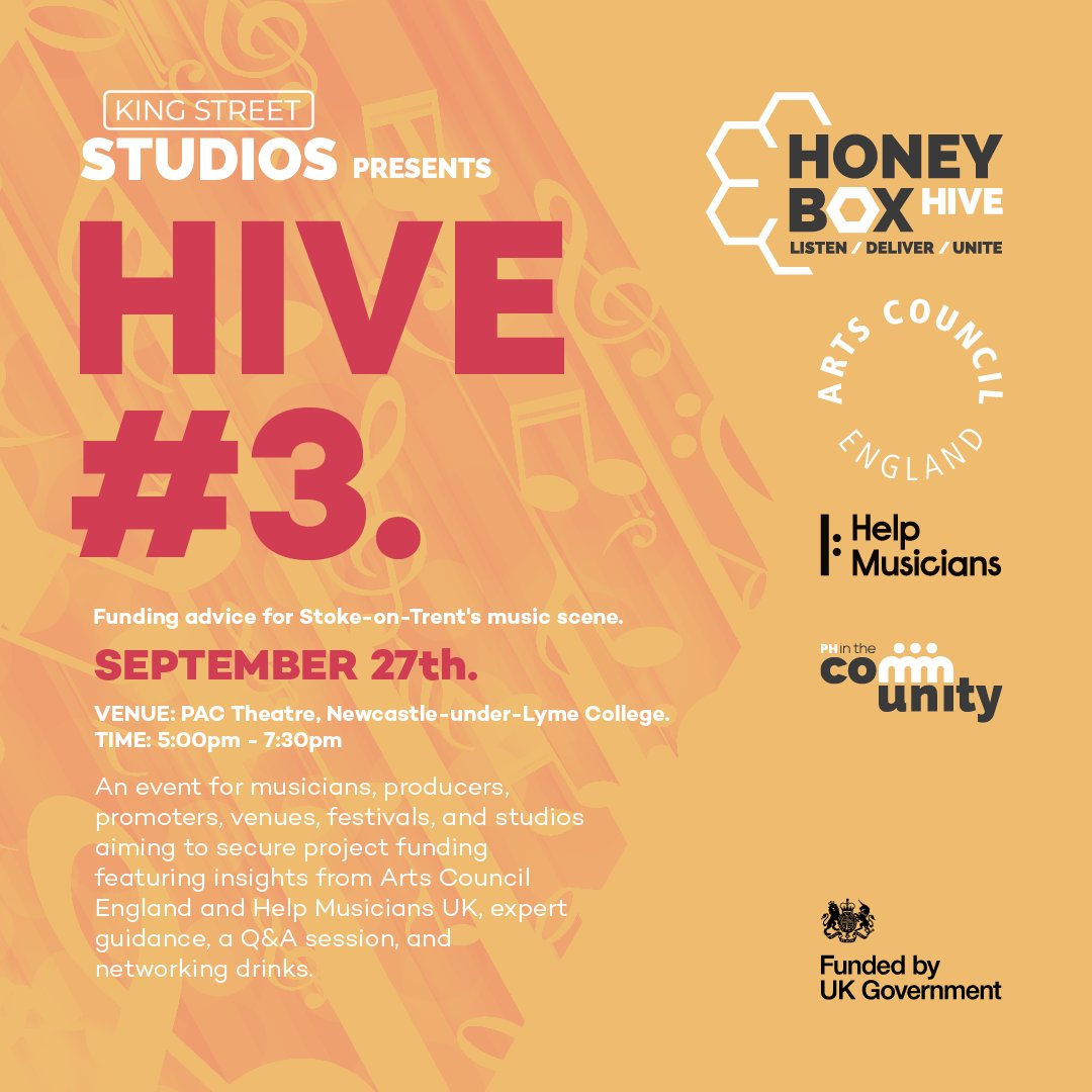 🔥 ATTENTION STOKE MUSIC SCENE 🔥
Looking to secure funding for your next music project? 🎶HIVE #3 is here to provide you with all the insights and advice you need to make it happen!
Don’t miss out—grab your FREE ticket now: eventbrite.co.uk/e/king-street-…