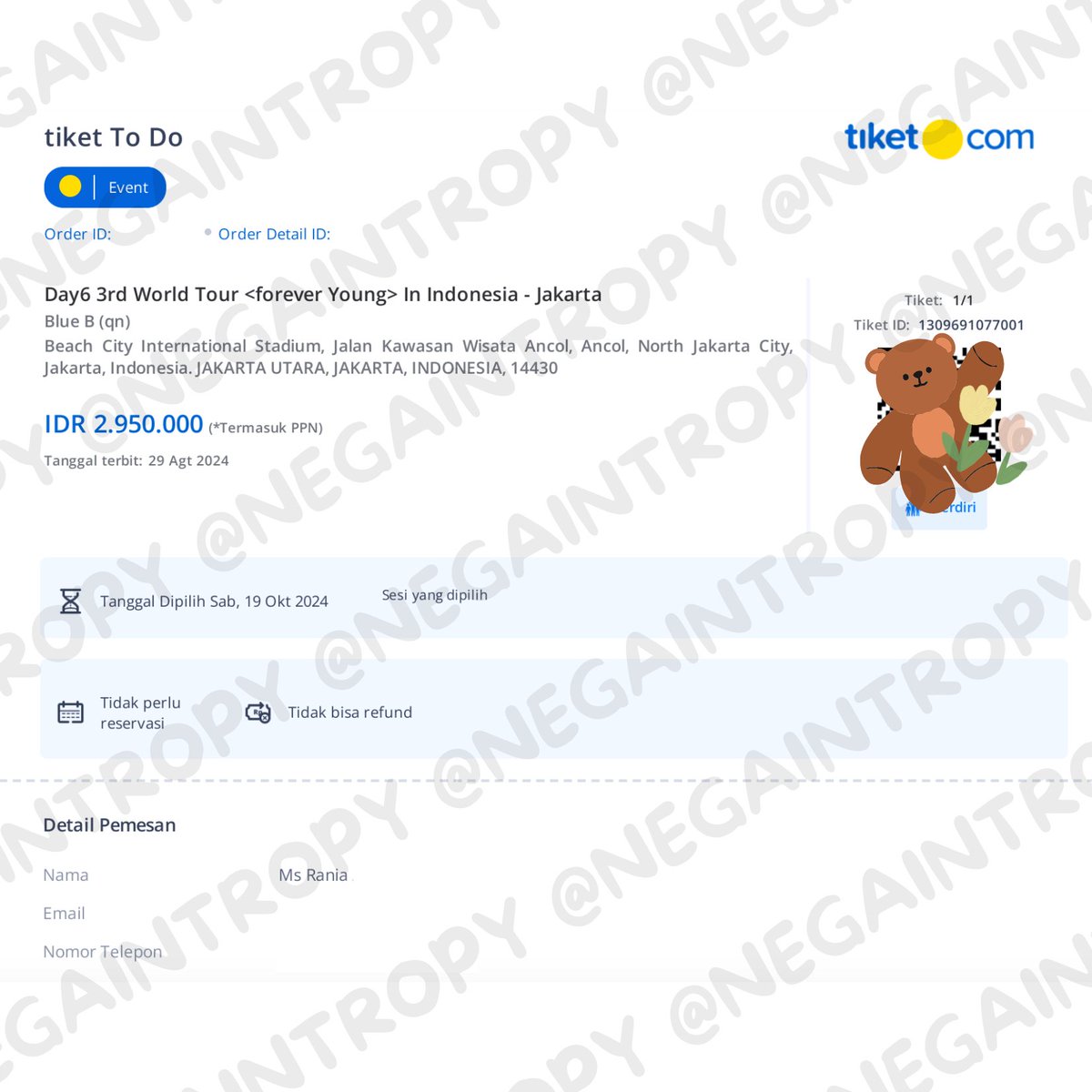 negaintropy's tweet image. WTT DAY6 KONSER JAKARTA JKT FOREVER YOUNG

have: blue b jakarta day 1 gensale via @tiket
want: blue b/blue a jakarta day 2

reason: hari sabtu ada les yg gabisa ditinggal
tiket atas nama pribadi, checkout jam 15.04

tag: day6 jkt sby bali konser forever young world tour