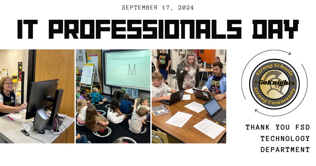 KnightsR7's tweet image. 💻 On Sept. 17th, we’re celebrating #ITProsDay &amp;amp; our amazing tech team! This summer, they:

📱 Deployed 1,100 Chromebooks
💻 Set up new staff desktops
🔐 Upgraded network &amp;amp; security

Their work keeps our district safe, efficient, &amp;amp; tech-savvy! 🙌 #StrongSchools #StrongCommunity