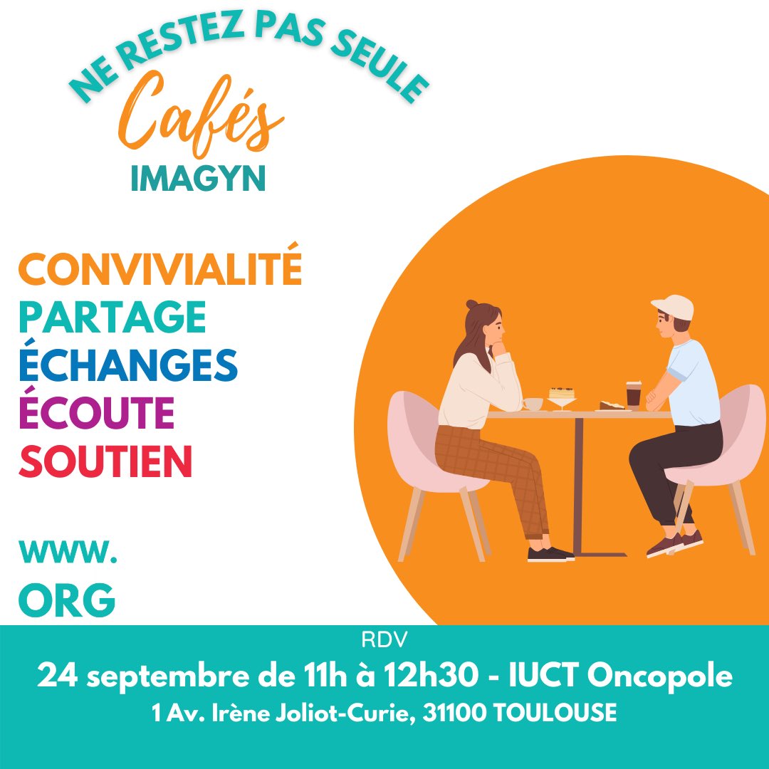 Nous avons le plaisir de vous accueillir pour un Café IMAGYN le 24 septembre à IUCT Oncopole - 1 Av. Irène Joliot-Curie, 31100 TOULOUSE de 11h à 12h30🍽️☕️

⚠ L’inscription est obligatoire via notre site