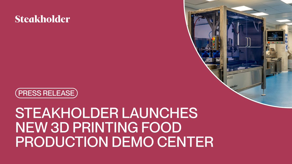 Exciting news! 🎉 

We’ve launched our new Demonstration Center featuring live 3D printing of plant-based meat and seafood. See innovation in action with our MX200 &amp; HD144 printers. 

Read more: shorturl.at/pSmlr

#FoodTech #3DPrinting #PlantBased #Innovation