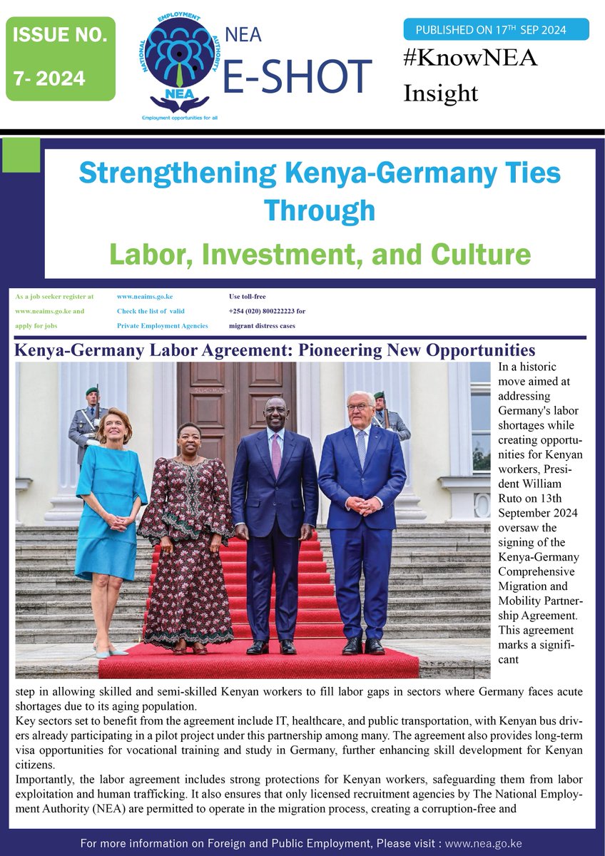 nea_kenya's tweet image. Check the latest article on Strengthening Kenya-Germany Ties  Through  Labour, Investment, and Culture
