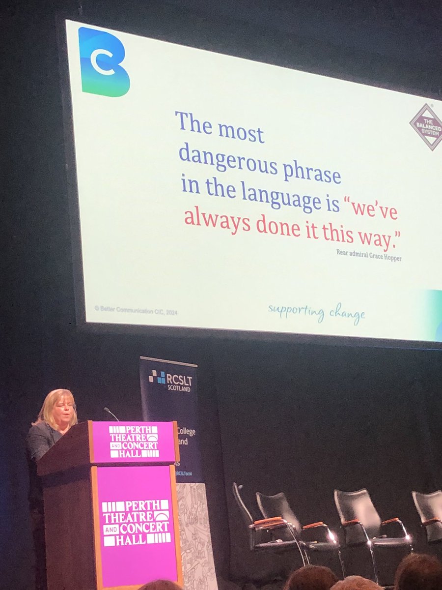 Glennetal's tweet photo. @BettComCICMarie talking about whole systems change at #rcsltconnectscotland @RCSLT https://t.co/MDsmQsfqxb