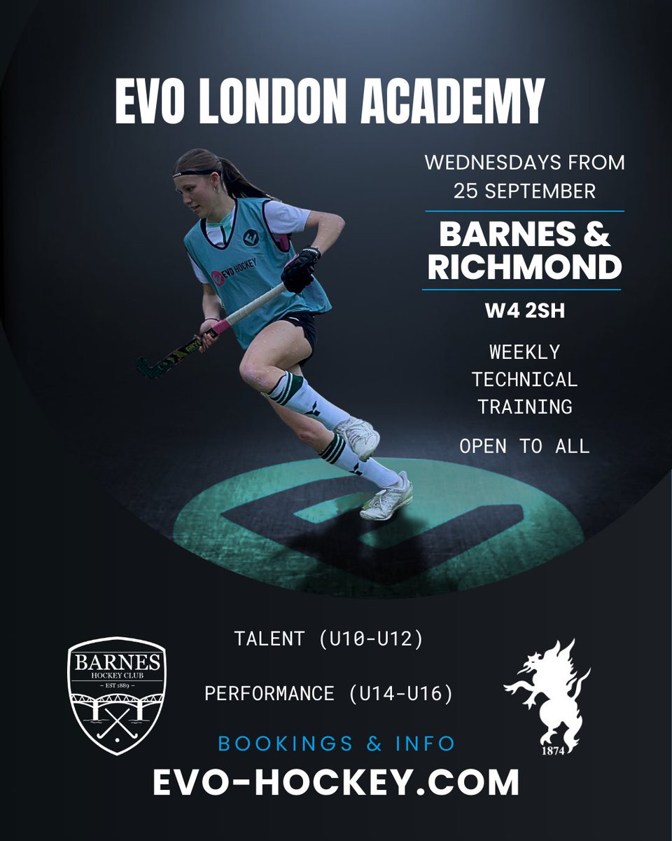 EVO LONDON ACADEMY
Starting next week
Top weekly technical training, open to all U10-U16
Join us 💪🏽
➡️ evo-hockey.com/bookings/p/aut…