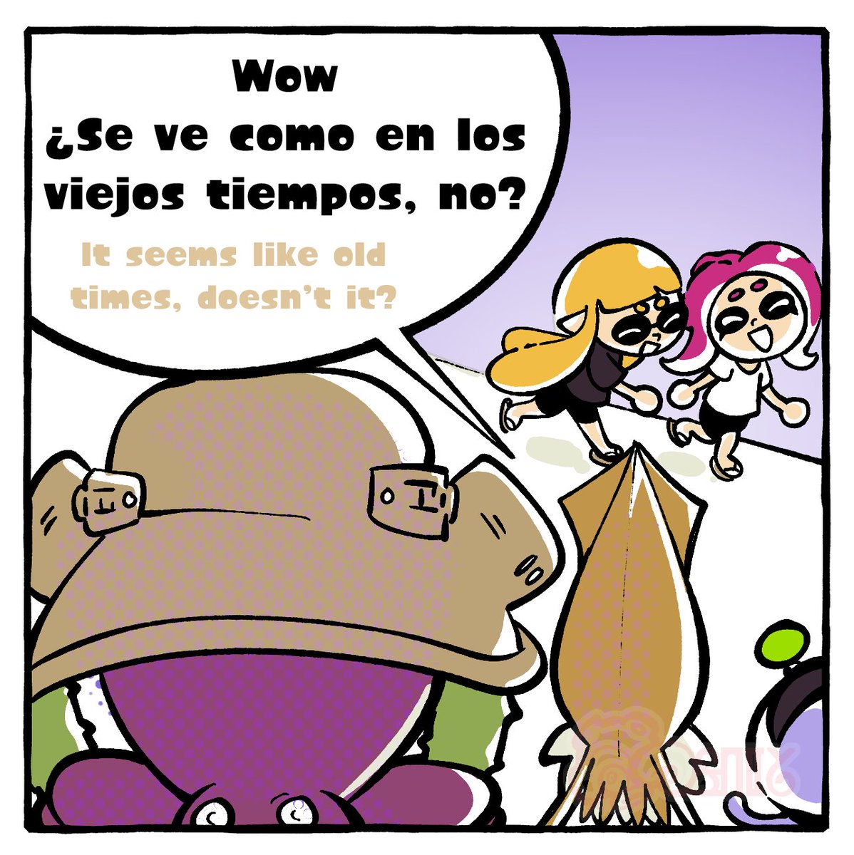 SallyConigal's tweet image. Like the old times..

#Splatoon #Splatoon3 #comic #oldmanyaoi #grandfestival #DJOctavio #cuttlefish #meme