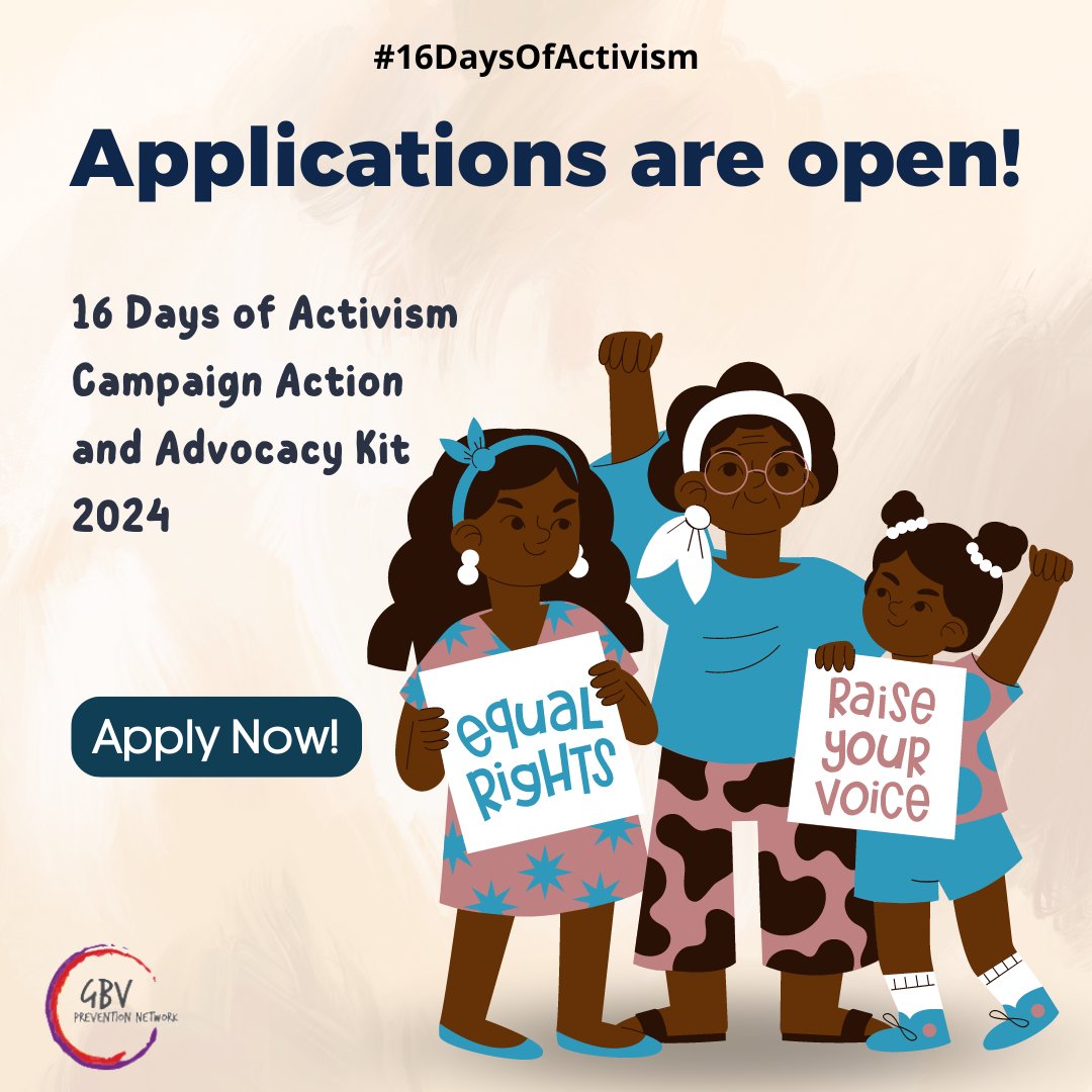 GBVnet's tweet image. 📢#Activist #Opportunity #Alert

📢We have opened applications for the #16DaysOfActivism Advocacy kit!

Are you interested in joining the Regional Campaign?

Apply now: forms.office.com/pages/response…

Applications deadline: 19th Sept.

#EndVAWG #CallForApplications