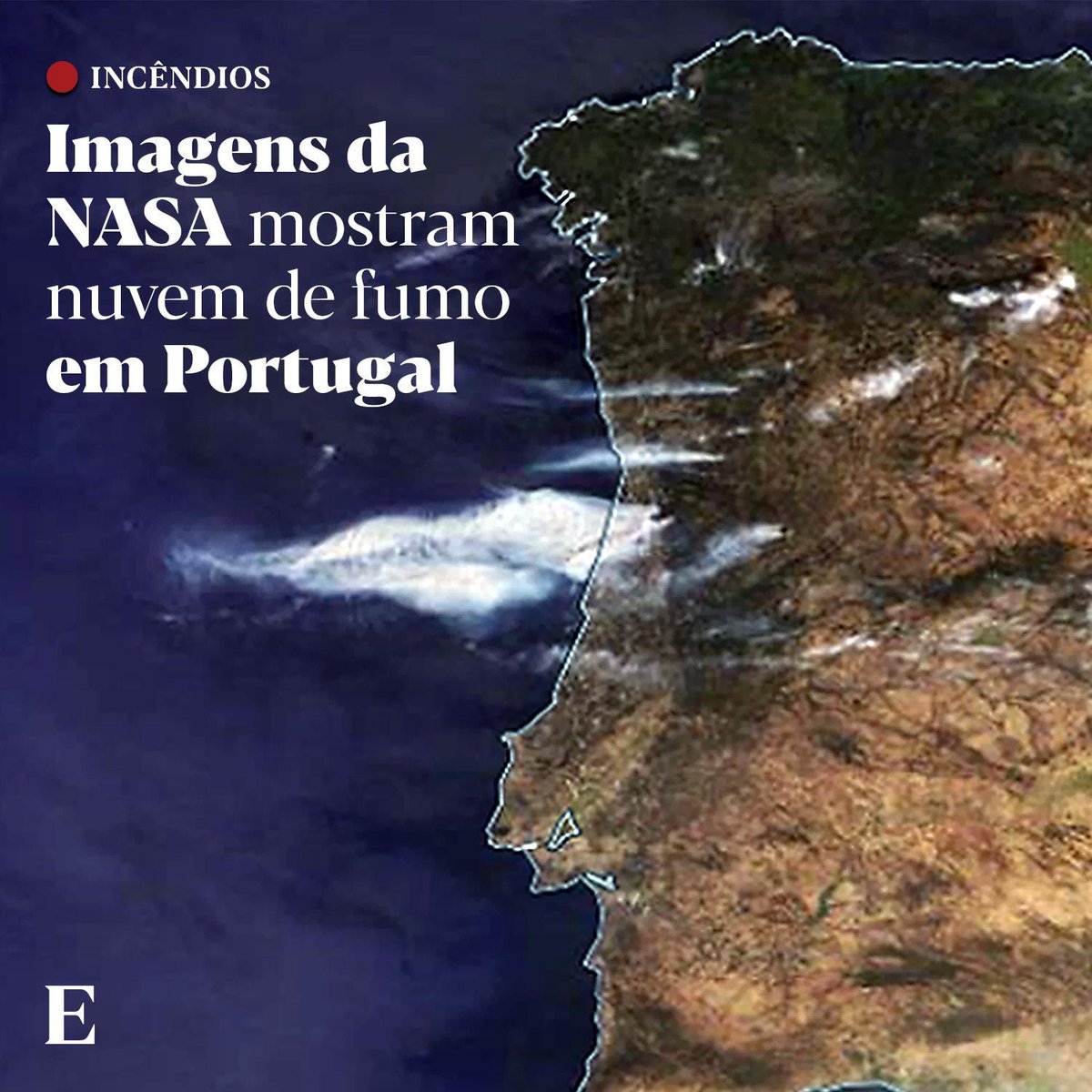 🔴 Esta é a imagem de satélite aterradora dos incêndios em Portugal capturada pela NASA (Administração Nacional da Aeronáutica e Espaço). 

Acompanhe as atualizações, ao minuto: expresso.pt/sociedade/ince…

📷 NASA