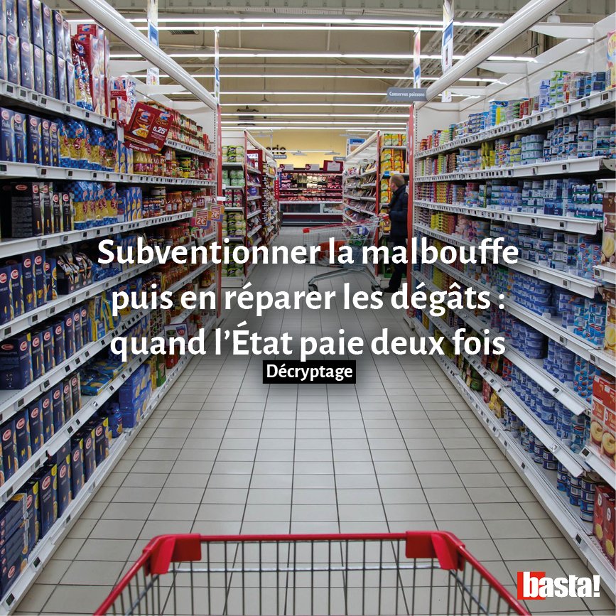 L'État dépense au moins 19 milliards €/an pour soigner des maladies liées à la malbouffe ou dépolluer les contaminations aux #pesticides. Sans pour autant flécher les dépenses publiques vers une #agriculture plus vertueuse

Décryptage par <a href="/Sophie_Chapelle/">Sophie Chapelle</a> basta.media/Subventionner-…