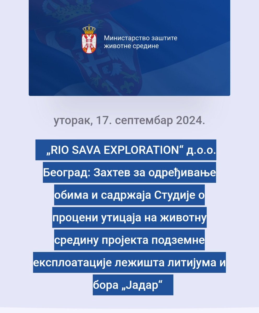 IvanaParlic's tweet photo. Rio Tinto kreće i zvanično u proceduru. https://t.co/HDgy7PNmdv