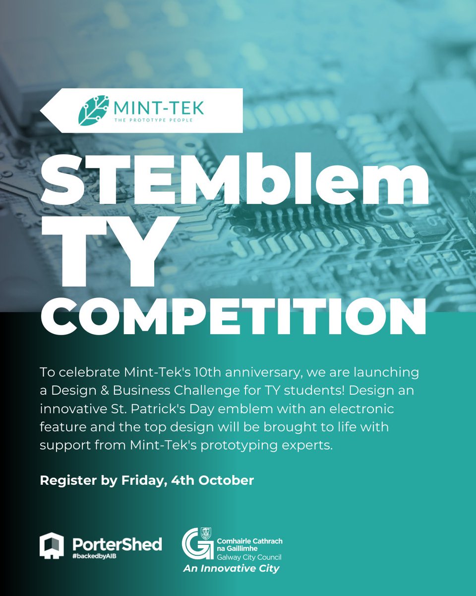 PorterShed (@portershed) on Twitter photo 🎉To celebrate <a href="/MintTekCircuits/">Mint-Tek Circuits - The Prototype People</a>'s 10th birthday we are setting a Design and Business Challenge for TY Students
☘️The challenge is to design a St. Patrick's Day emblem with an electronic twist with the top design being transformed into a real prototype!
🔗bit.ly/3XsnZL1 🎉To celebrate <a href="/MintTekCircuits/">Mint-Tek Circuits - The Prototype People</a>'s 10th birthday we are setting a Design and Business Challenge for TY Students
☘️The challenge is to design a St. Patrick's Day emblem with an electronic twist with the top design being transformed into a real prototype!
🔗bit.ly/3XsnZL1