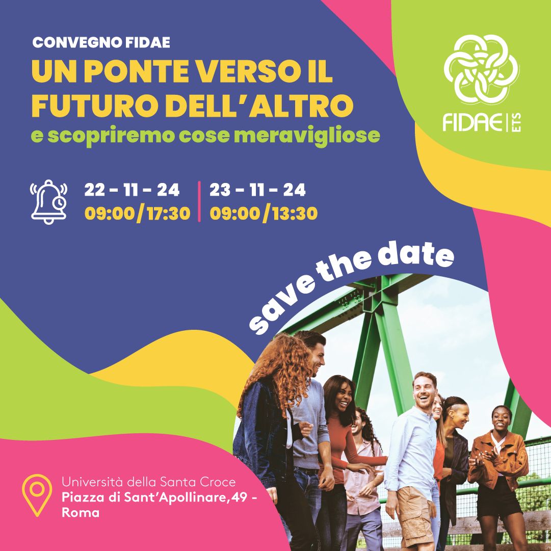 ⏰Il 22 e il 23 novembre a Roma, presso l'Università Santa Croce, si terrà il Convegno FIDAE

✅Interventi di esperti del settore educativo e formativo e workshop interattivi dedicati all’approfondimento di tematiche centrali per la scuola di oggi e di domani nel ricco programma