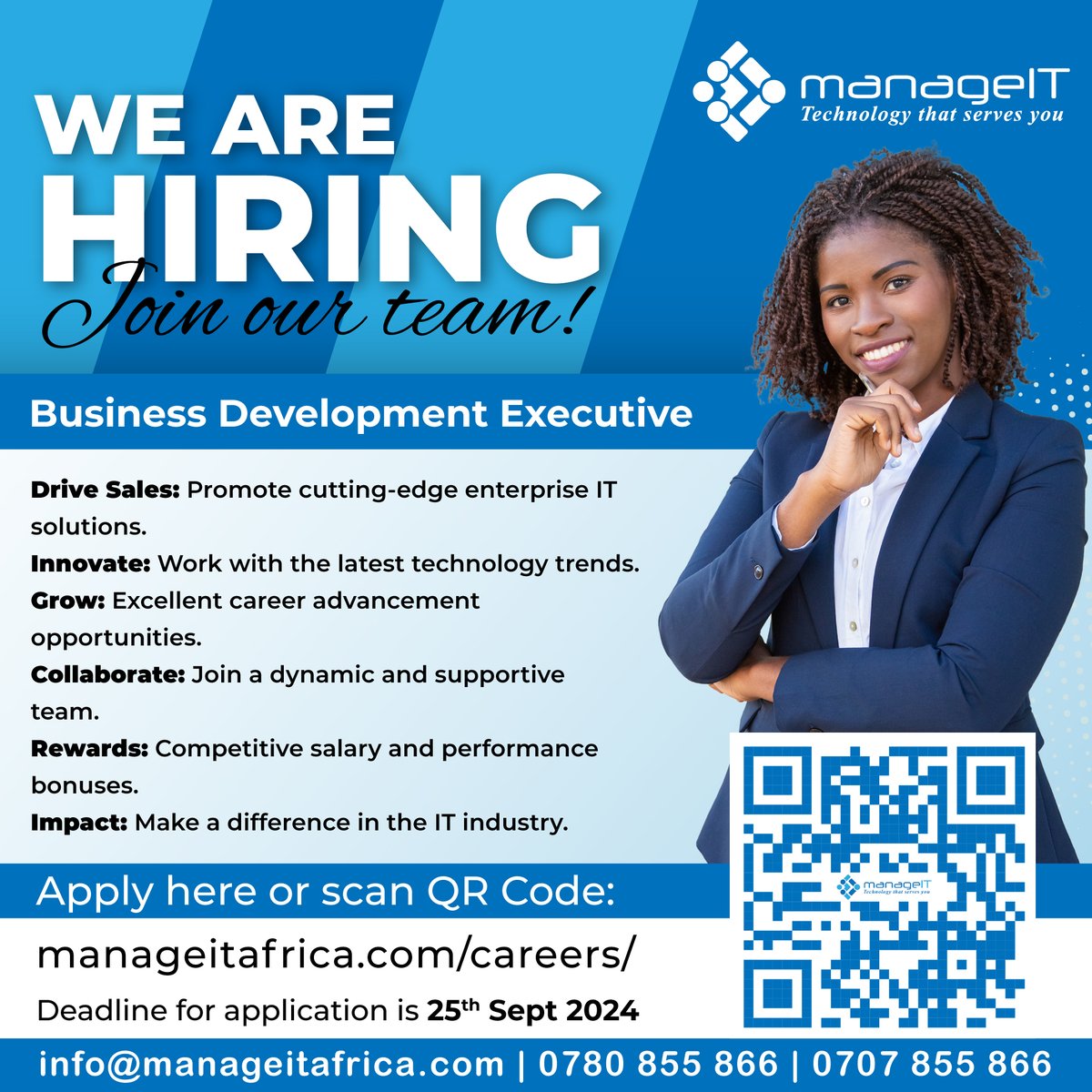 manageitafrica's tweet photo. We have two opportunities for you...

💼 Business Development Executive

💼 Accounts Executive

Apply now through the link below:
🔗 https://t.co/u78CbrzUUC

#WeAreHiring #BusinessDevelopment #AccountsExecutive #CareerOpportunity #ITJobs #JoinOurTeam #ManageITAfrica #ikokazi https://t.co/OQbSnq7lnV