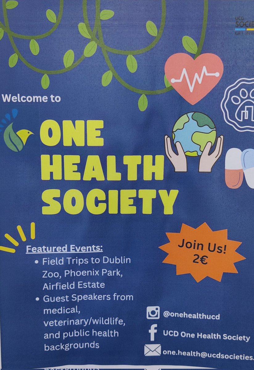 One Health Research (@ucd_onehealth) on Twitter photo Super to see the UCD #onehealth society up and running for another year. This is a student-led society that promotes One Health to everyone on campus <a href="/ucddublin/">University College Dublin</a> They organise cross discipline events that are open to all! Super to see the UCD #onehealth society up and running for another year. This is a student-led society that promotes One Health to everyone on campus <a href="/ucddublin/">University College Dublin</a> They organise cross discipline events that are open to all!