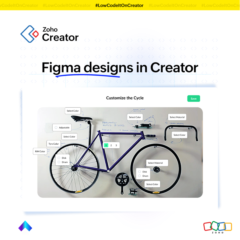 ZohoCreator's tweet photo. Unleash your creativity! Directly import your Figma designs into Creator dashboards.
Sign up for a free trial today! π https://t.co/GUZ4lLxQvO
#LowCodeItOnCreator