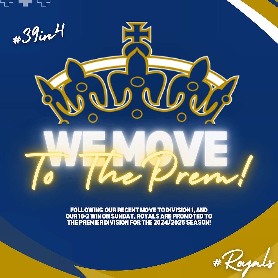 After another impressive win at the weekend a decision has been made to promote us to the premiership division.

More to follow 👀👀🔜
#royals
