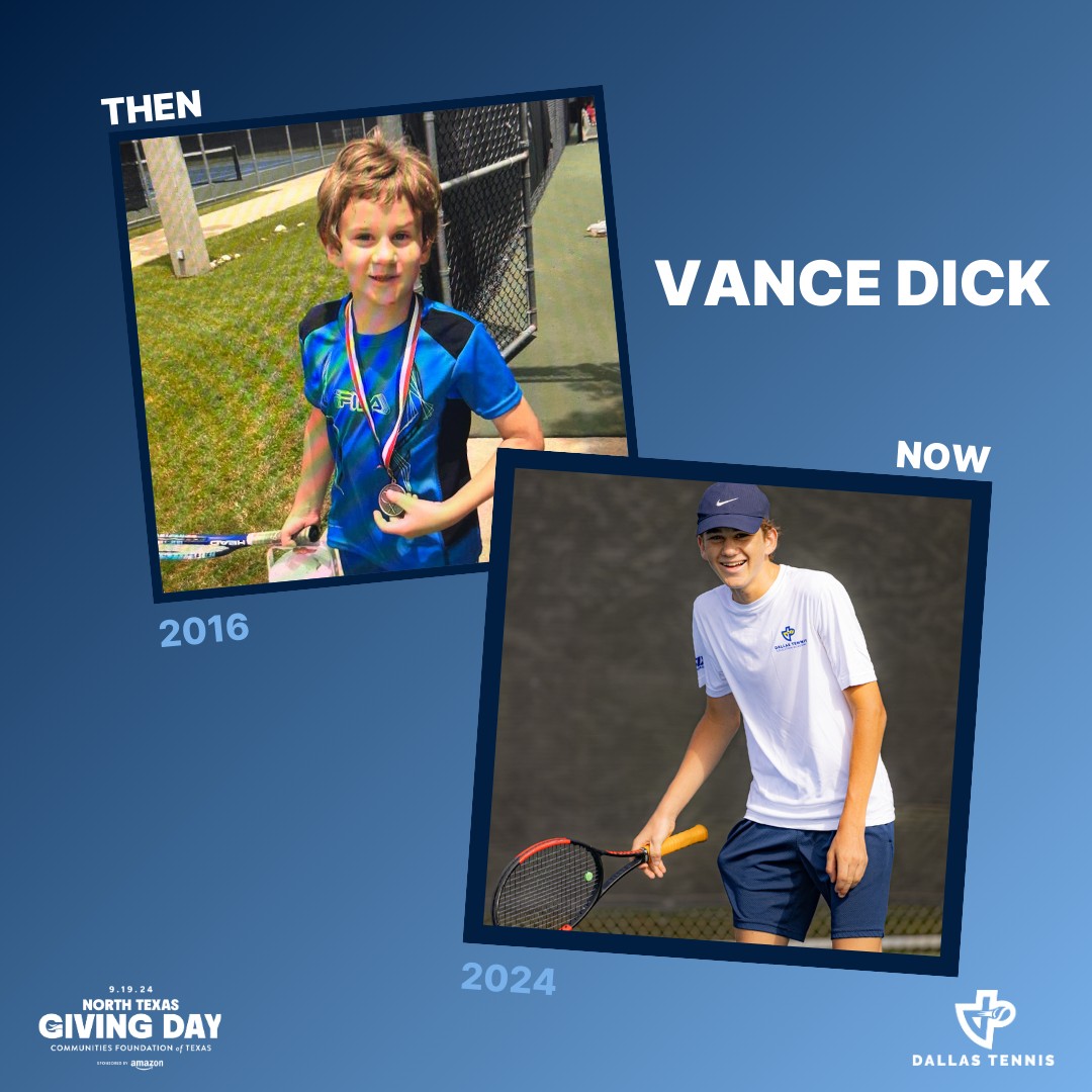 Vance Dick has been in DTEA for 10 years!

Your donations this North Texas Giving Day help us keep making a difference in our athletes' lives, both on and off the court.

Donate today: ow.ly/MjYs50SURT6

#NorthTexasGivingDay2024 #DallasTennis #WeServeEveryoneWins