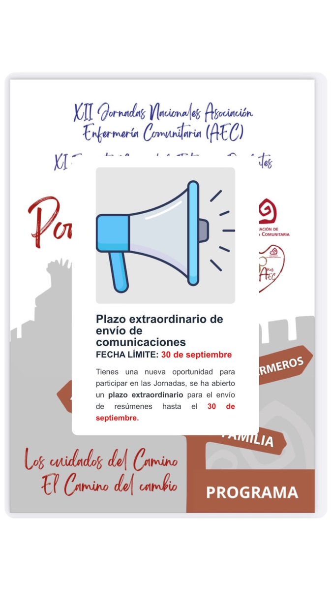 ¡Plazo extraordinario de envío de comunicaciones!
▶️30 de septiembre
+info: sh1.sendinblue.com/3ir188fwb5xpfe…