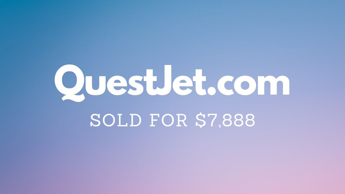 Yesterday saw $324k in domain name sales including:

$7,888 QuestJet․com
$6,505 Puffins․com
$5,700 JetCapital․com
$5,300 SingleGirls․com
$5,088 SearchForTruth․com
$4,700 Dribz․com

Full list 👉 namebio.com/daily

#Domains