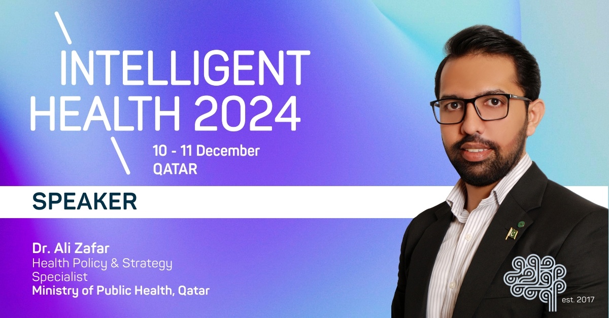 We’re thrilled to have Dr. Ali Zafar, Health Policy &amp; Strategy Specialist at the Ministry of Public Health, Qatar, joining #IntelligentHealthQatar!🌟Don’t miss his talk on AI for NCD Prevention and Management: A Government Policy Perspective. #AI #Healthcare #NCDPrevention #Qatar