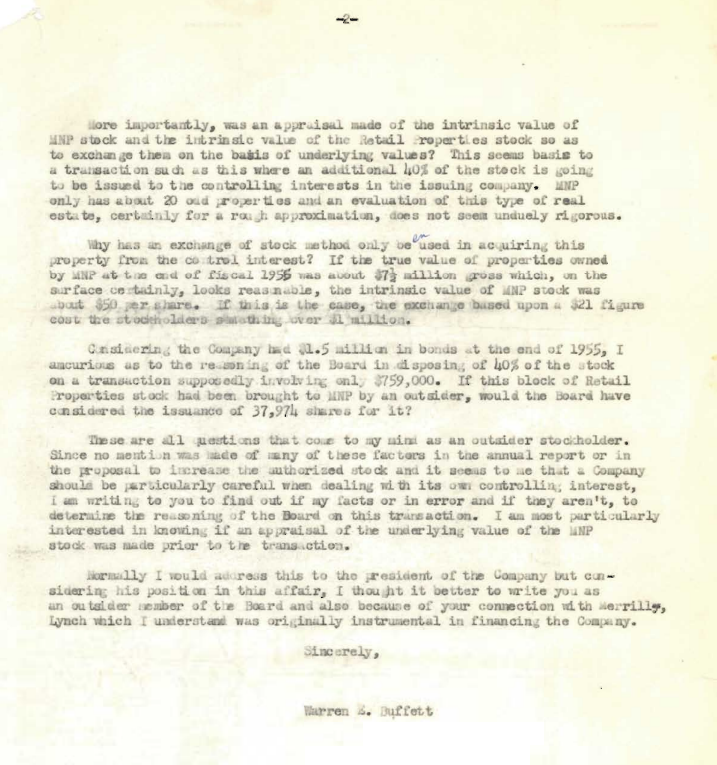 brettgardner_10's tweet image. One of the companies I wanted to write about in Buffett's Early Investments (pre-order here: amzn.to/3TvSHSc) was Merchants' National Properties. I couldn't find the right documents so I picked something else. But I did come across this letter from Warren Buffett to an…