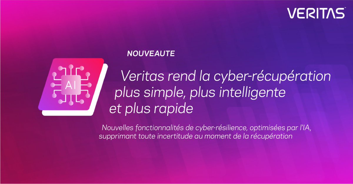 Avec Veritas, la cyber-récupération est plus simple, plus intelligente et plus rapide. Découvrez nos nouvelles fonctionnalités de cyber-résilience, optimisées par l’IA, supprimant toute incertitude au moment de la récupération. vrt.as/4ddIOj4
