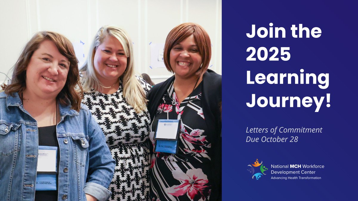 Applications are now open for our 2025 Learning Journey! This 10-month experience supports Title V teams who want to increase their workforce capacity and address a complex health transformation challenge.

Learn more and apply: mchwdc.unc.edu/learning-journ….