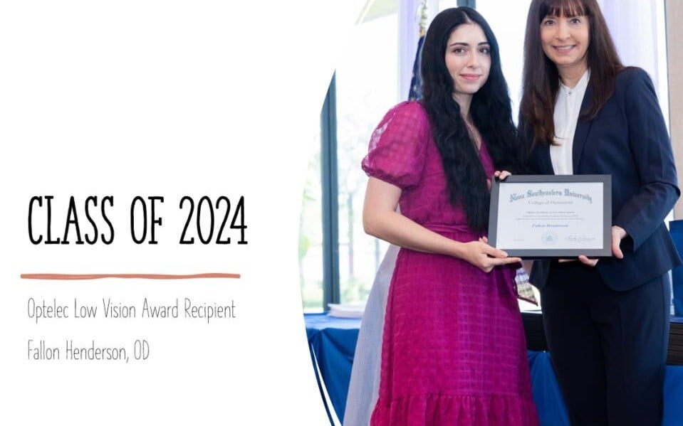 Optelec's tweet image. Congratulations, Dr. Henderson! Fallon Henderson, OD is a Class of 2024 graduate from @nsuflorida and a recipient of the 2024 Optelec Excellence in Low Vision Award.  We wish her much success in her residency at Orlando VAMC.

#LowVision #Optometry #OptometryPractice #ClassOf2024