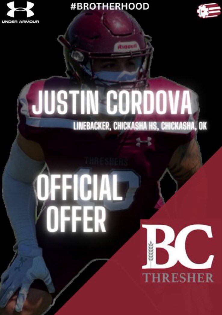 #AGTG Blessed to recieve my first offer from <a href="/Threshers_FB/">Bethel College FB</a>! <a href="/CoachMillerBC/">Kade Miller</a> <a href="/TheTerryCook/">Coach Terry Cook</a> <a href="/MolderJoe/">Joe Molder</a> <a href="/ChickashaFB/">Chickasha Football</a>