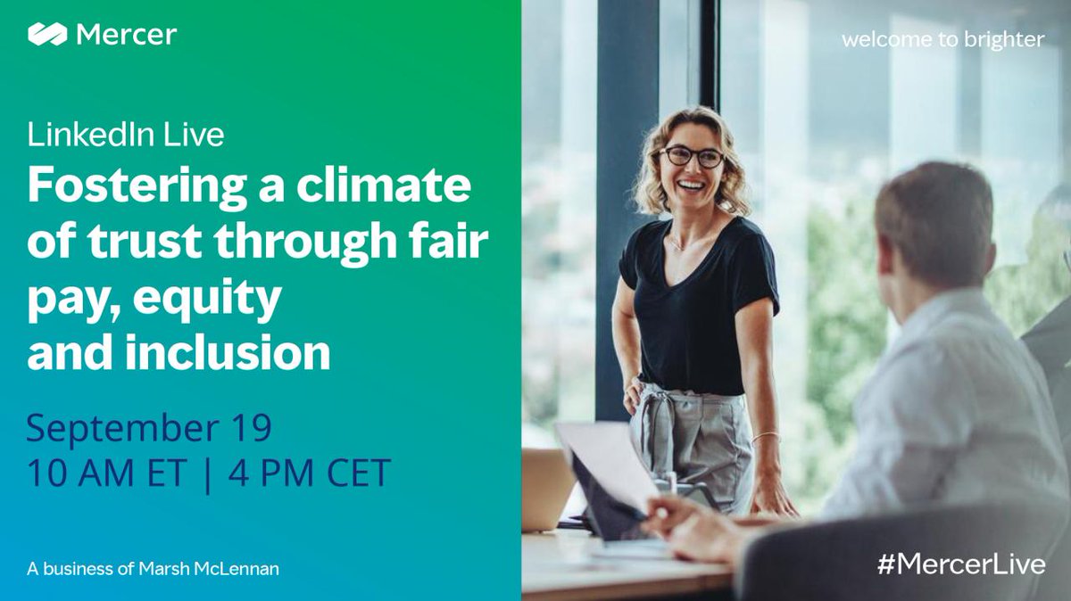 REGISTER NOW: Join our upcoming #MercerLive as we discuss how fair #pay practices can build trust with #talent and be a differentiator in the #FutureofWork. #business #HumanResources  bit.ly/3ZLs6Vt