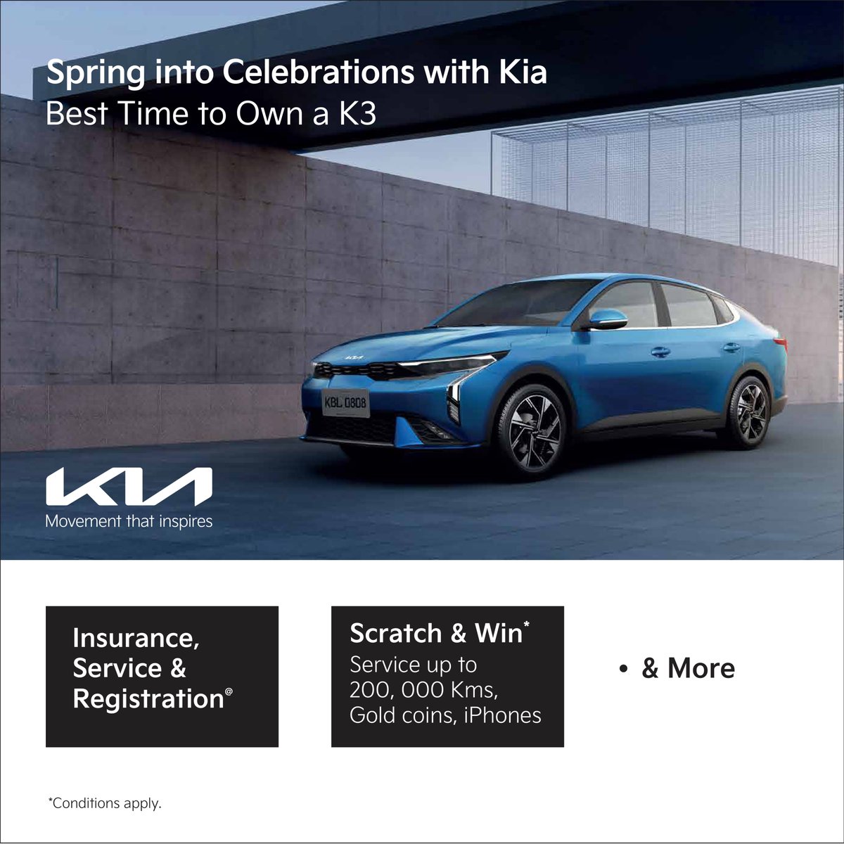 Spring into Celebrations with Kia. Buy the all-new Kia K3 to win amazing gifts. Click: bit.ly/3zjTXkE to know more.
"احتفل بالربيع مع كيا. اشترِ سيارة كيا كيه 3  الجديدة كليًا للفوز بهدايا مذهلة.
انقر:bit.ly/3zjTXkE لمعرفة المزيد."
