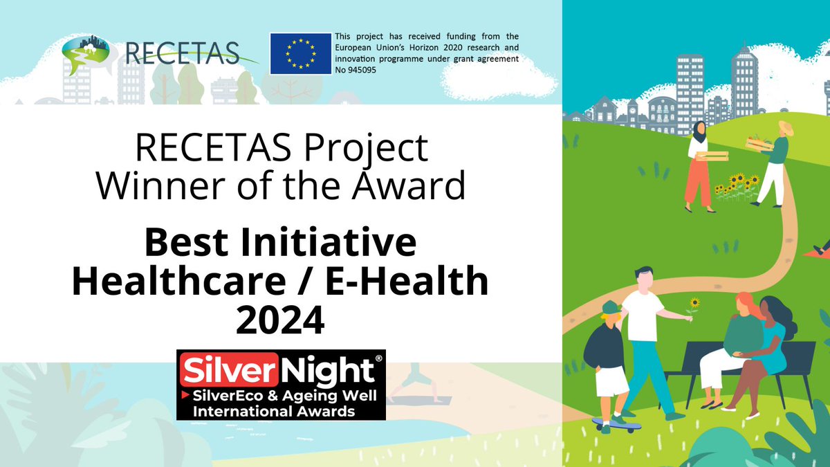RECETAS PROJECT (@recetasproject) on Twitter photo 🎉GREAT NEWS! 🎉
🏆RECETAS just won the SilverEco & Ageing Well International Award for Innovation in Healthcare and E-Health solutions! 🌲
🏅And we also were among the top 3 projects for the Public's Choice Award!🌱
<a href="/SilverEco_En/">SilverEco.org/en</a> 🎉GREAT NEWS! 🎉
🏆RECETAS just won the SilverEco & Ageing Well International Award for Innovation in Healthcare and E-Health solutions! 🌲
🏅And we also were among the top 3 projects for the Public's Choice Award!🌱
<a href="/SilverEco_En/">SilverEco.org/en</a>