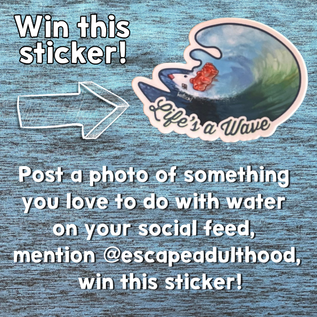 escapeadulthood's tweet image. Show &amp;amp; Tell Day!!! Spread the word about the fun of @Escape Adulthood and win this sticker!

#showandtell #stickerfun #lifesawave #waterfun #escapeadulthood