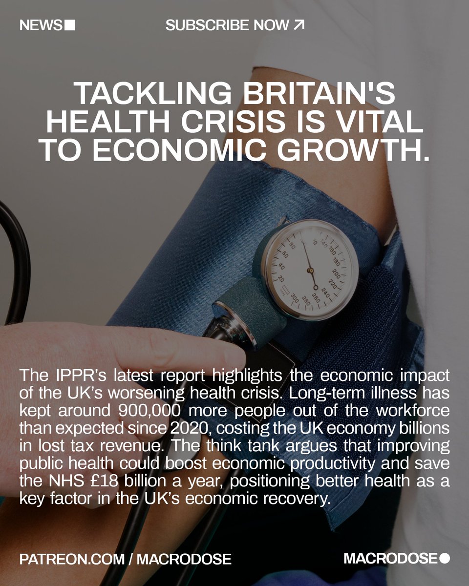 'Better health is exactly the medicine our economy needs.'

<a href="/IPPR/">IPPR</a>'s  latest report highlights the economic impact of the UK’s worsening health crisis and the change we need to mend our health and economy👇

ippr.org/articles/our-g…