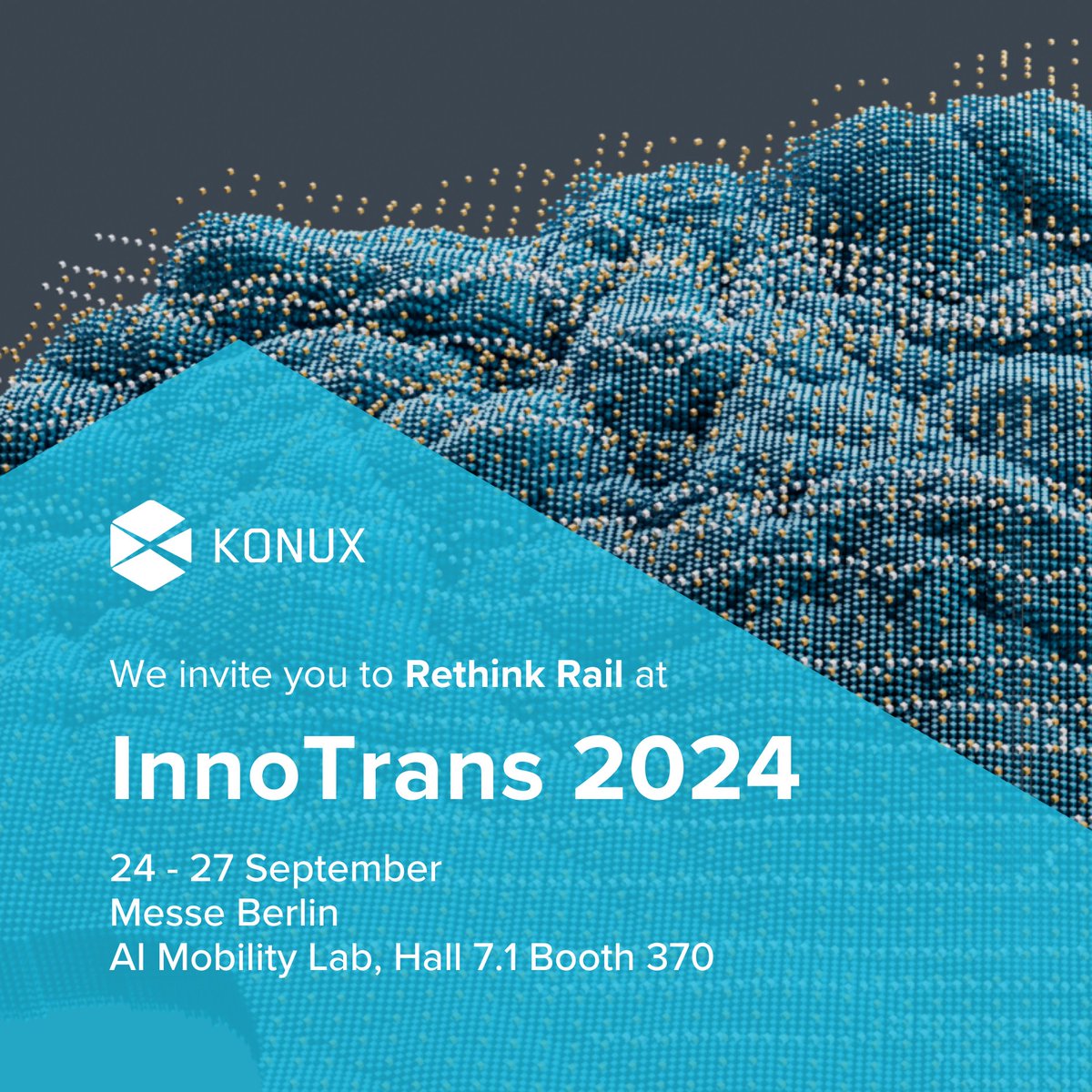 🚨Only 1 week until #InnoTrans2024!

We’re counting down the days until we can meet you at the world’s largest rail industry event! 
🚄 Join us at Hall 7.1, Booth 370

🔗 Discover more or book an in-person meeting with us 👉 resources.konux.com/join-us-at-inn…

#AI #Railway #Innovation